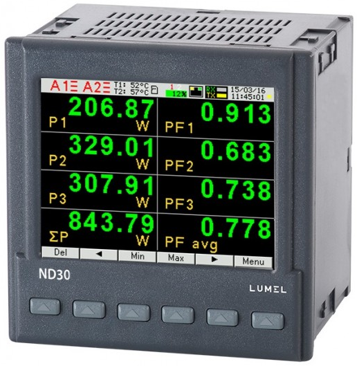Power network meter with Ethernet, recording and graphical screen