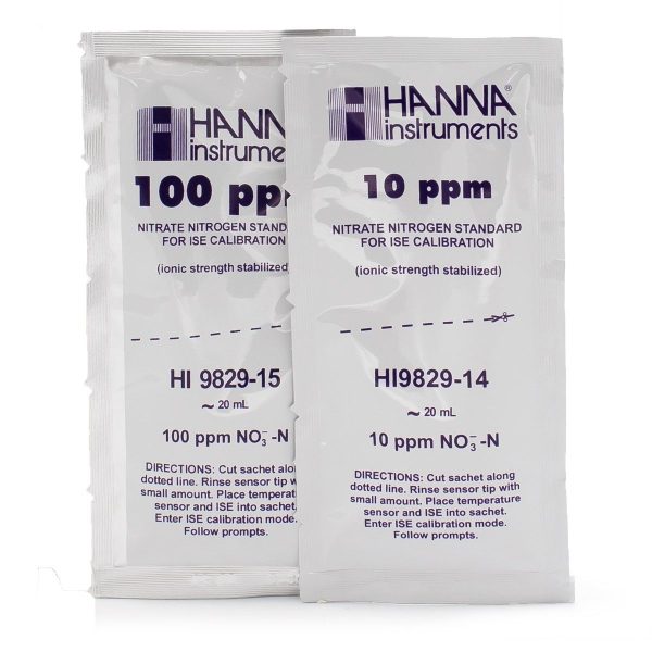 hi9829-14-15 Kit containing 10 sachets each of 10 ppm and 100 ppm standard for HI7609829-12 nitrate ISE