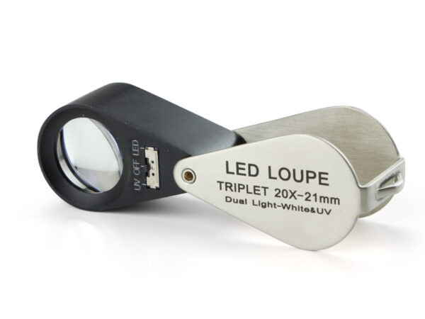 Triplet magnifier 20x with LED and UV LED illumination PB.5033-LUV