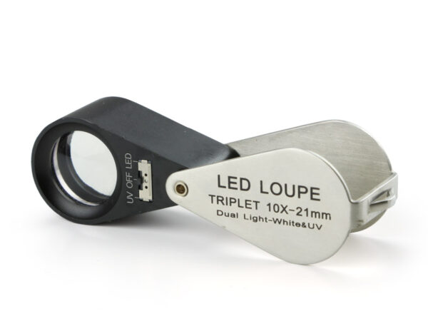Triplet magnifier 10x with LED and UV LED illumination PB.5034-LUV