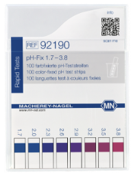 pH test strips, pH‑Fix 1.7–3.8, fixed indicator