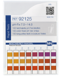 pH test strips, pH‑Fix 7.0–14.0, fixed indicator